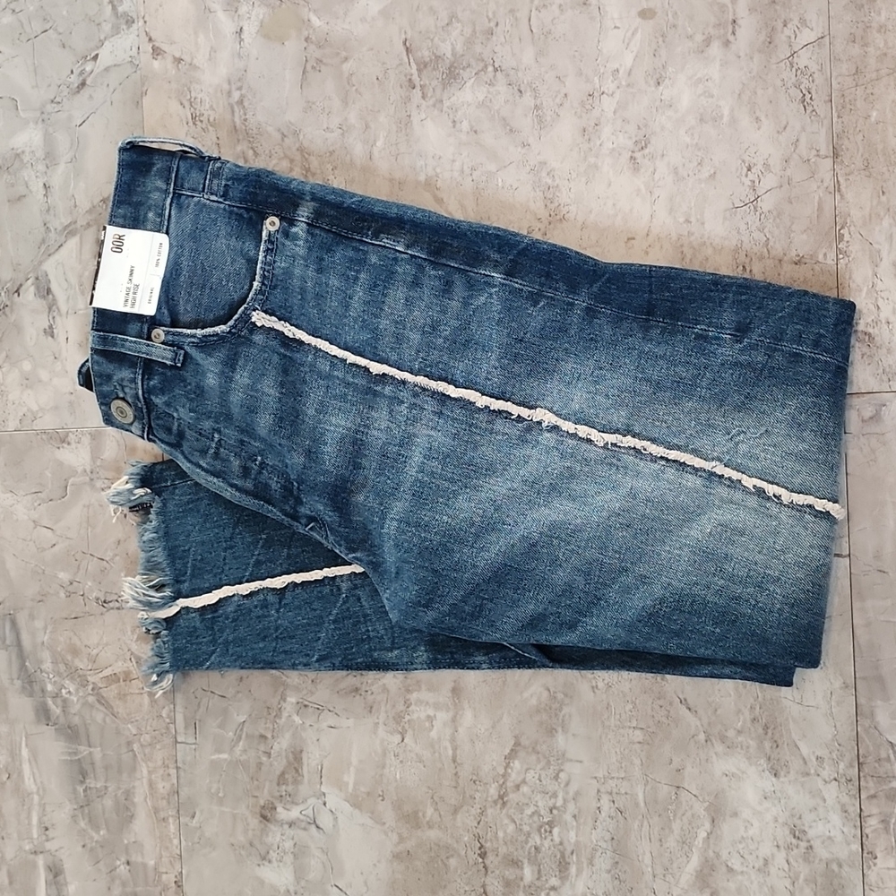 NWT Express Vintage Skinny High Rise Raw Hem Button Fly Seamed Jeans sz …